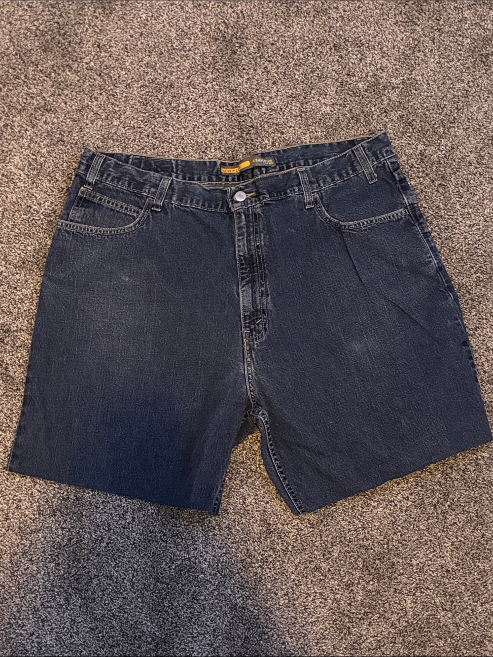 Men's Dark Blue Denim Jean Shorts - Classic Five-Pocket Style